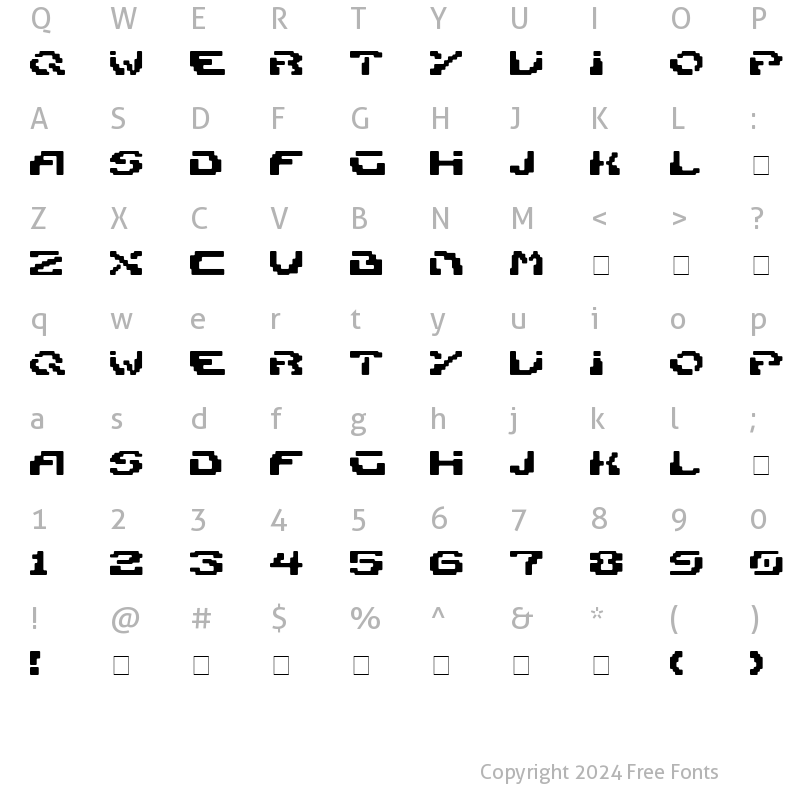 Character Map of Blokk Regular