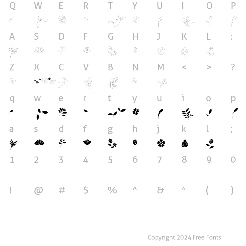 Character Map of bloomelement Regular