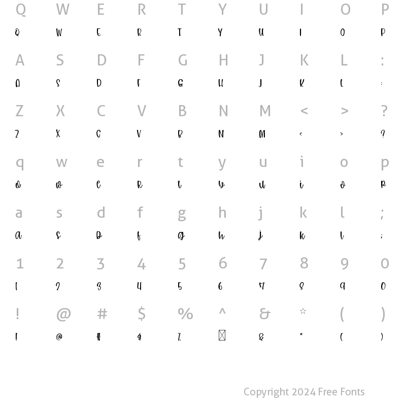 Character Map of Bloomey Thin