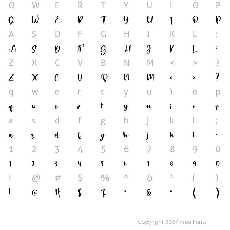 Character Map of Blosty Regular