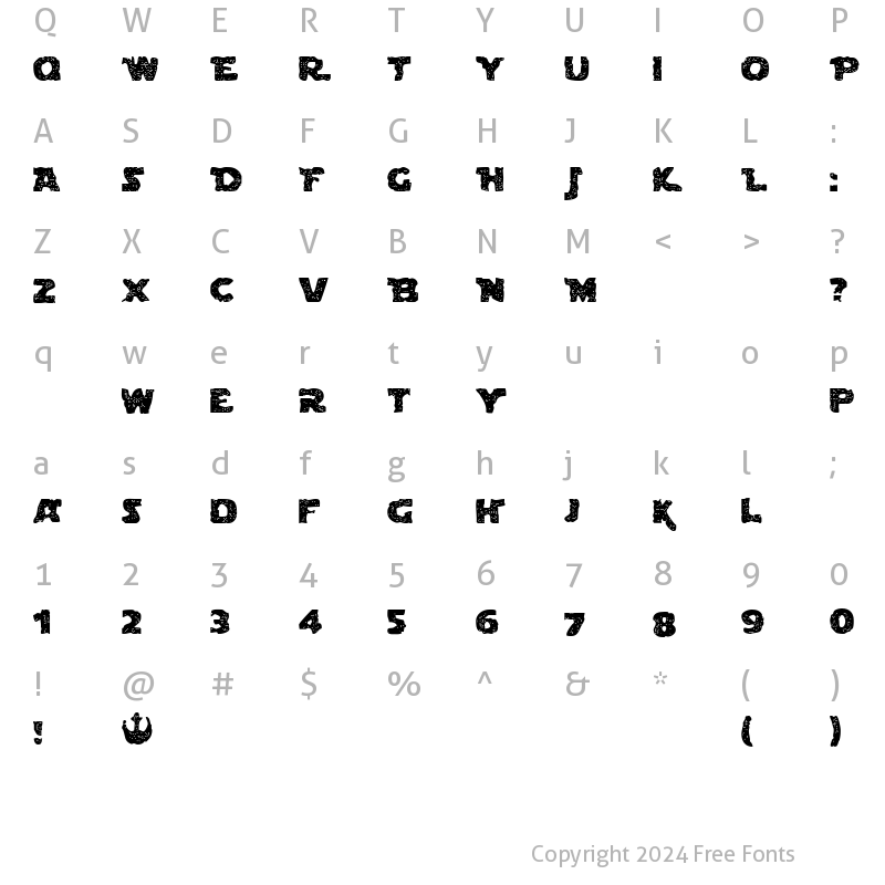 Character Map of Blown Droid Regular