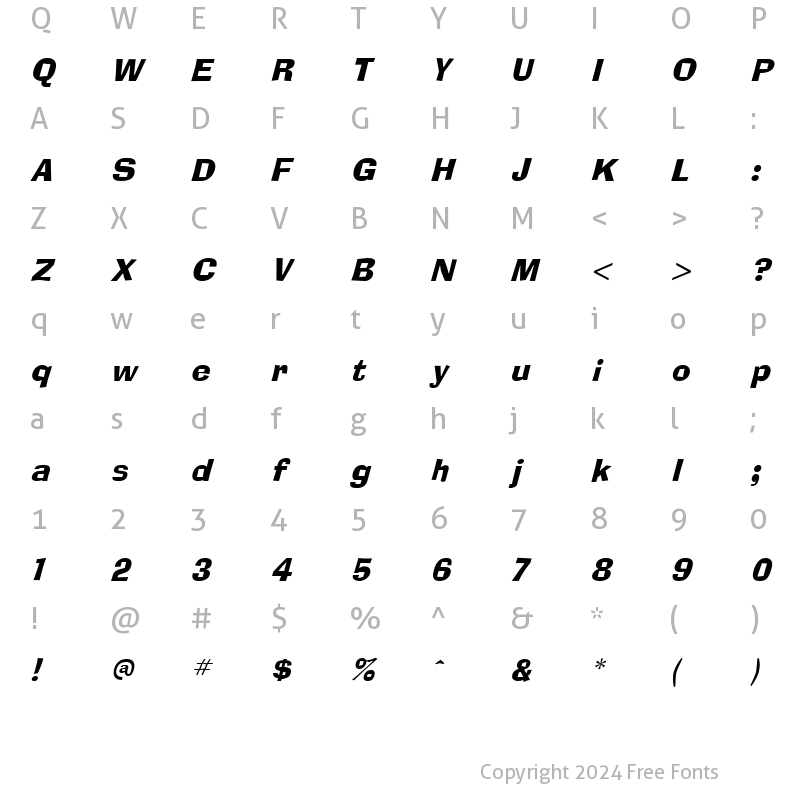Character Map of Blox Italic