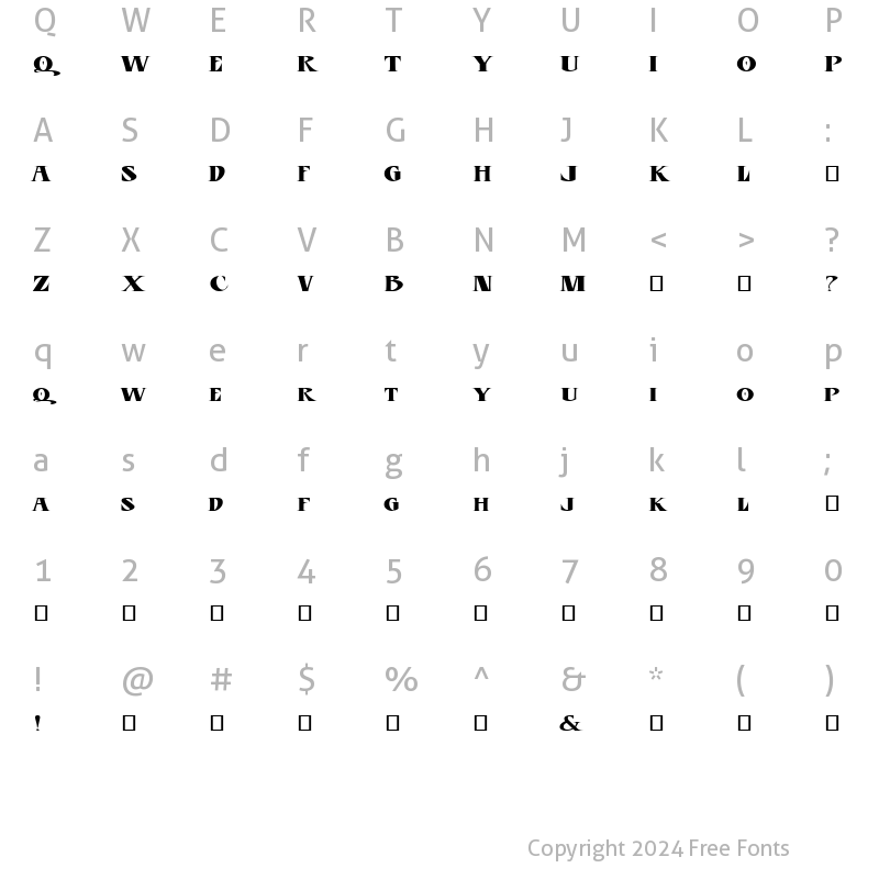 Character Map of BLU Esoteric plain