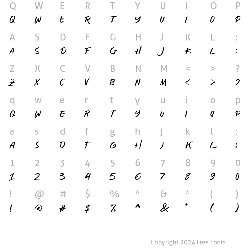 Character Map of Blue Jones Solid Regular