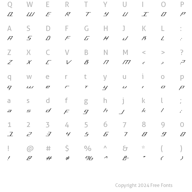 Character Map of Blue July Expanded Expanded