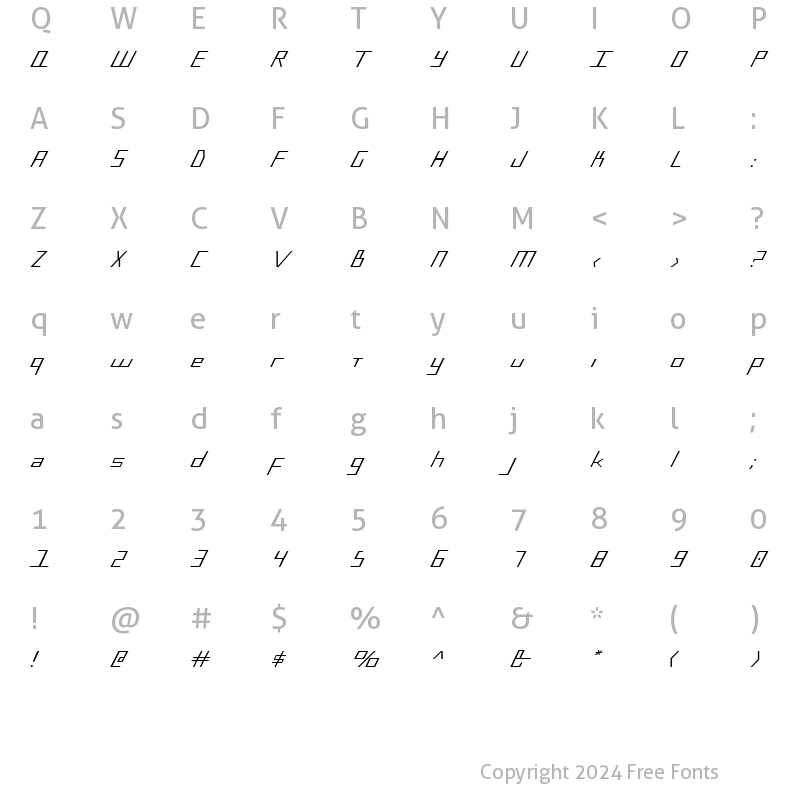 Character Map of Blue July Regular