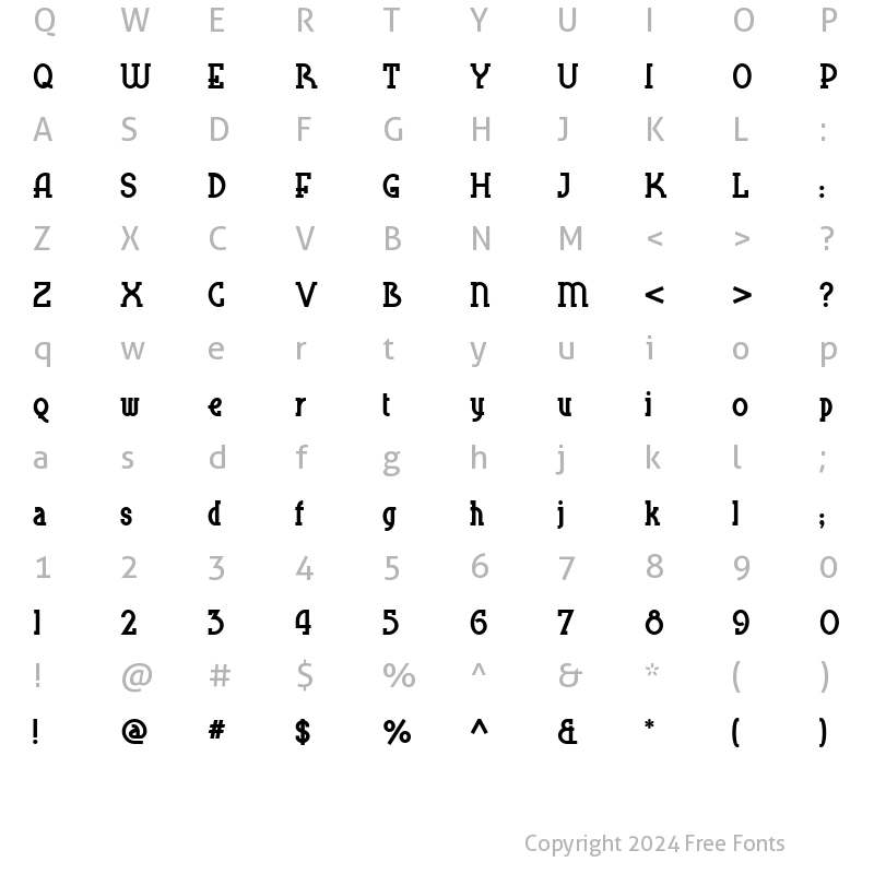 Character Map of Blue Plate Special NF Regular