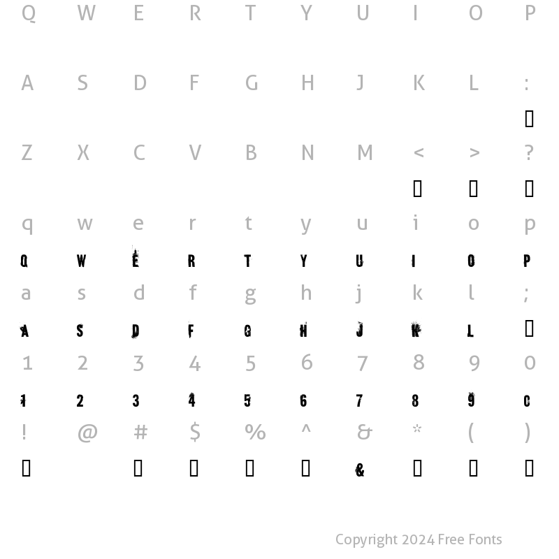 Character Map of blueBaby Regular