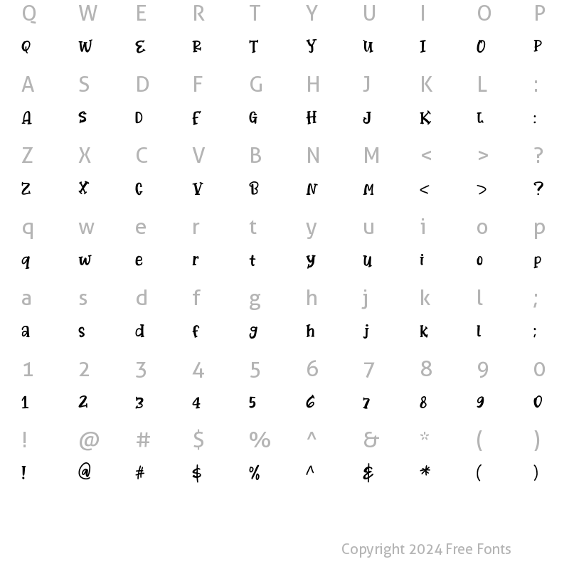 Character Map of BlueBucket Regular