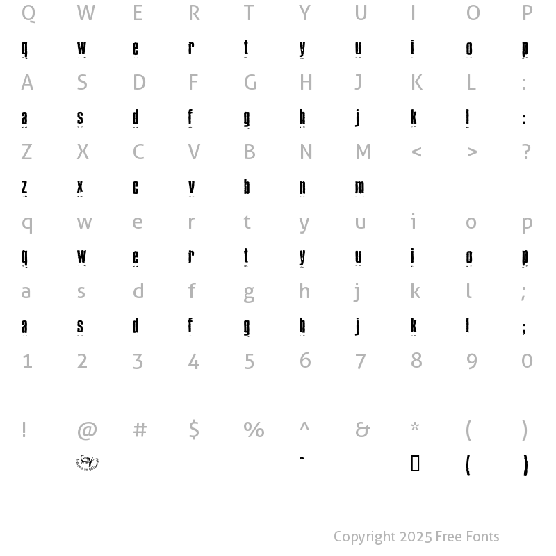 Character Map of BlueCake Autospaced