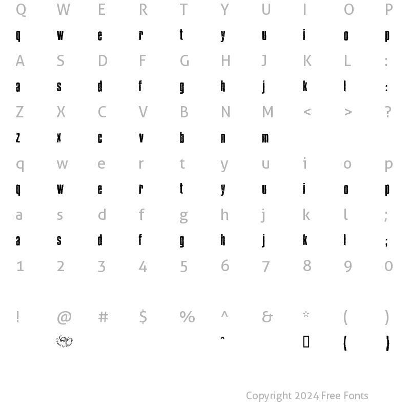 Character Map of BlueCake Regular