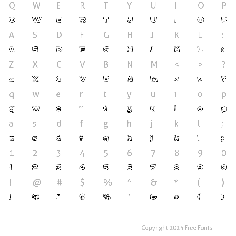 Character Map of BlueGlobal-OutOfSpace Regular