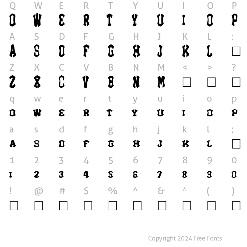 Character Map of BlueMirth Regular