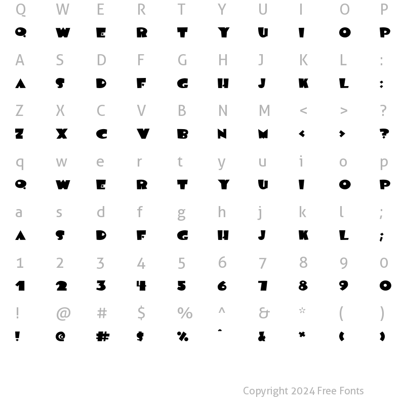 Character Map of BlueMoon Regular