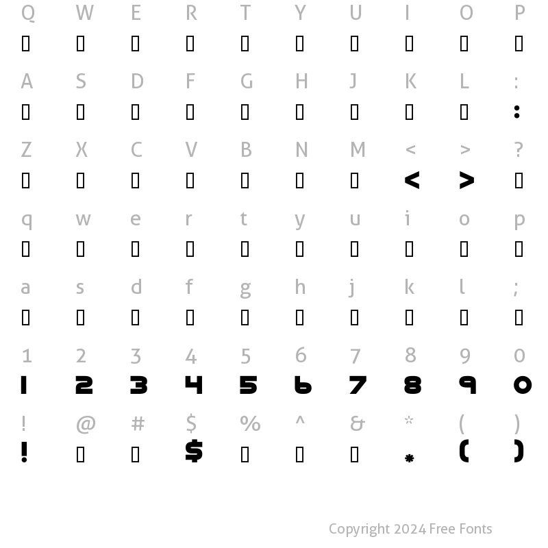 Character Map of BlueOcean Regular