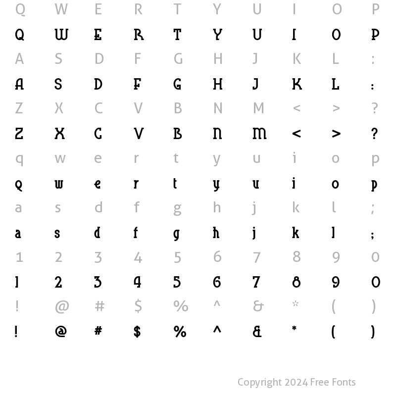 Character Map of BluePlateSpecialSW Regular