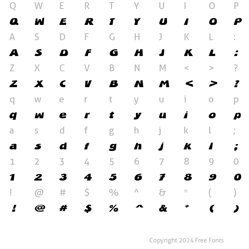 Character Map of BlueStone Regular