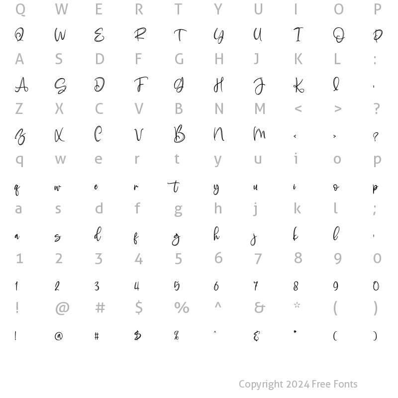 Character Map of Bluettelli 2 Regular