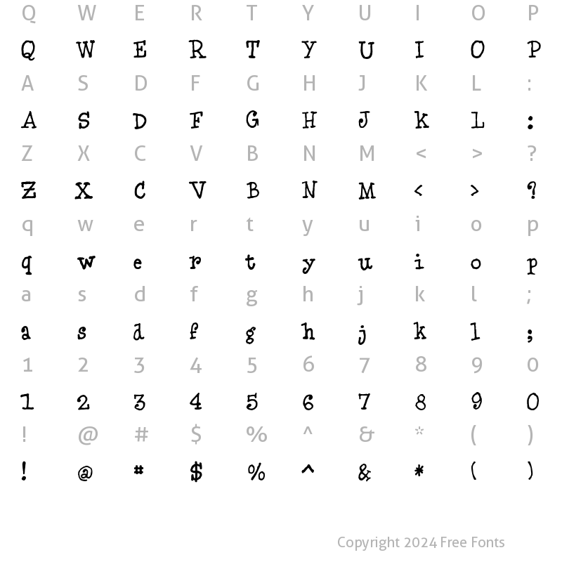 Character Map of BlueType Regular