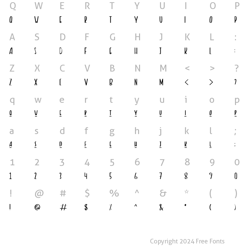 Character Map of Bluffton Regular