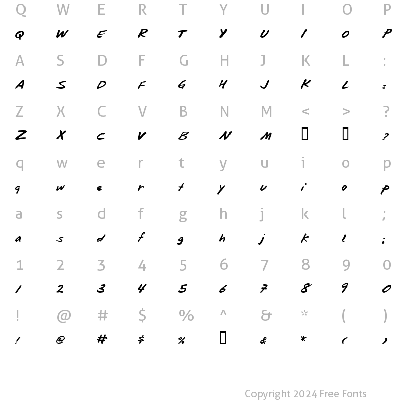 Character Map of Blunter Regular