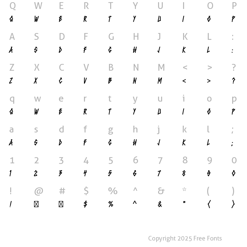 Character Map of Bluntz Std Regular