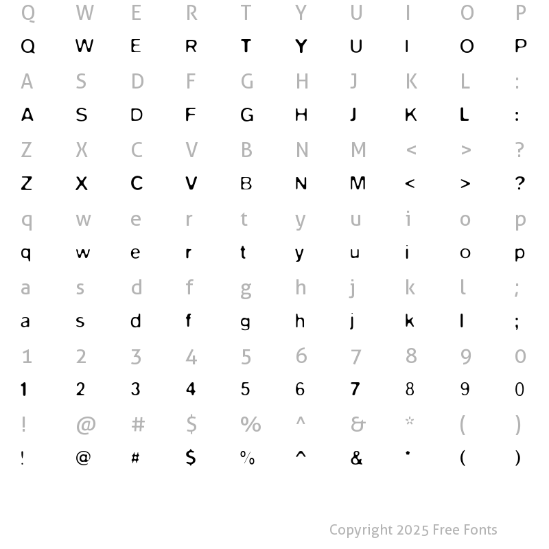 Character Map of Blurvh1 Regular