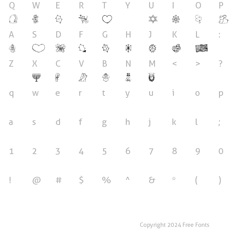 Character Map of Blu's Holiday Dings Regular