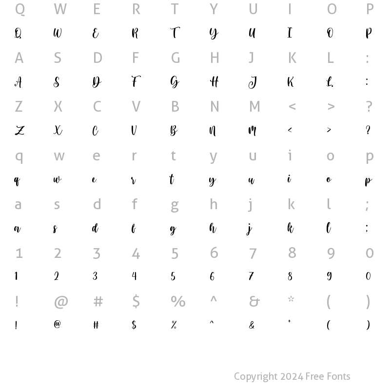 Character Map of Blushring Regular