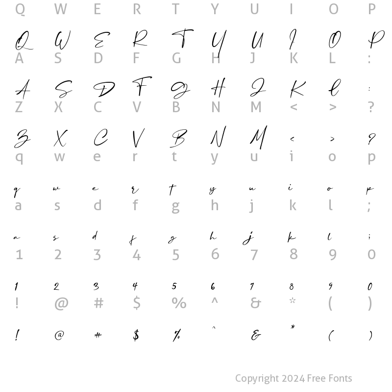 Character Map of Blustori Tiller Regular