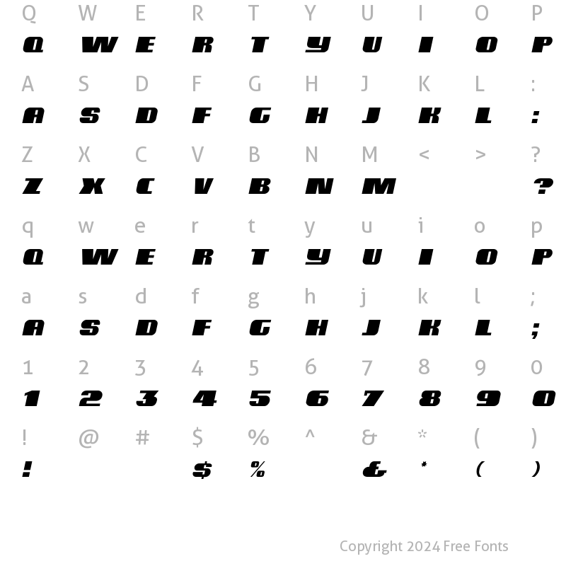 Character Map of BlutussCaps Italic