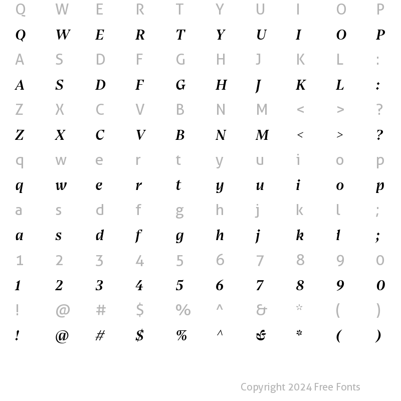 Character Map of Bluu Suuperstar Medium Italic