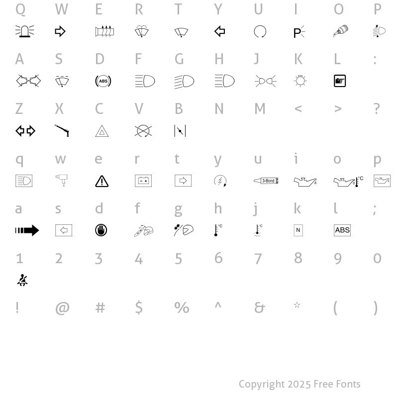 Character Map of BMWPictos Regular