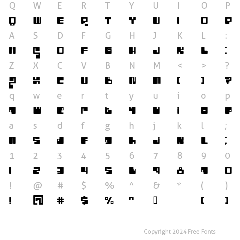 Character Map of BN Intaglios Regular