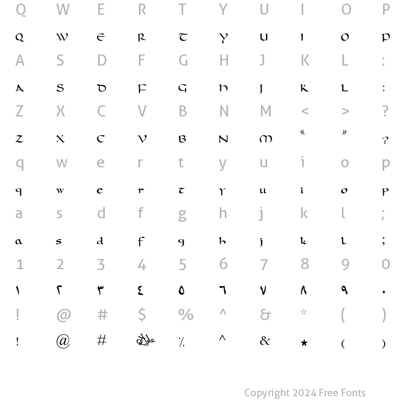 Character Map of Boahmed Alhour Regular