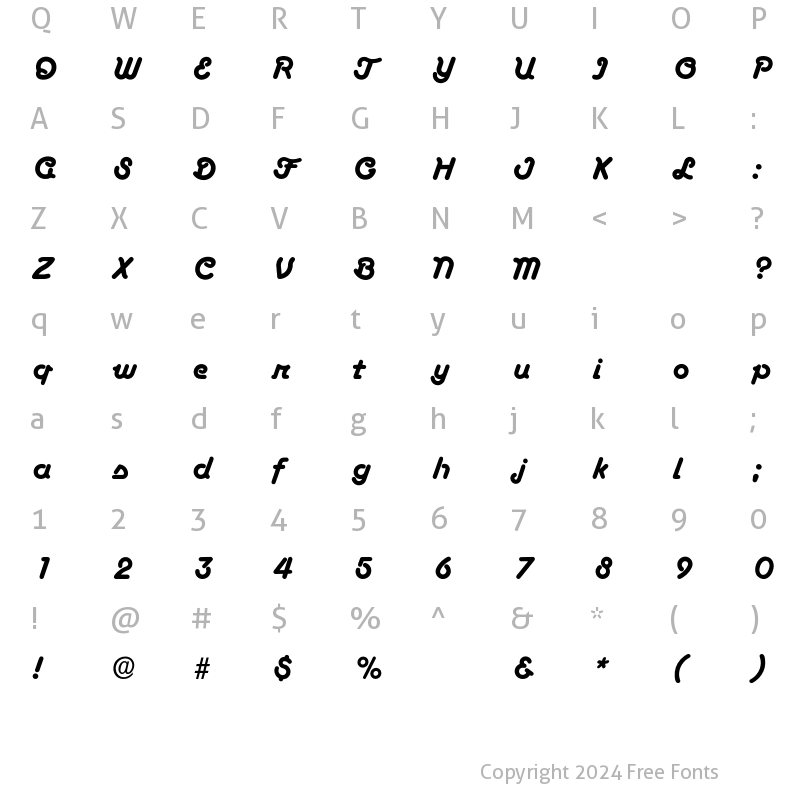 Character Map of Boascript Regular