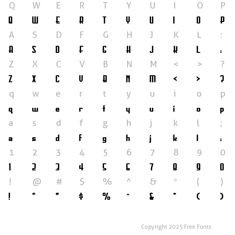 Character Map of BoastingTextLight116 Bold