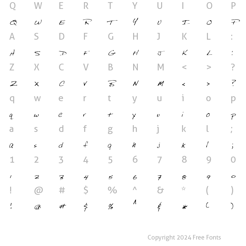 Character Map of Bobbo Regular