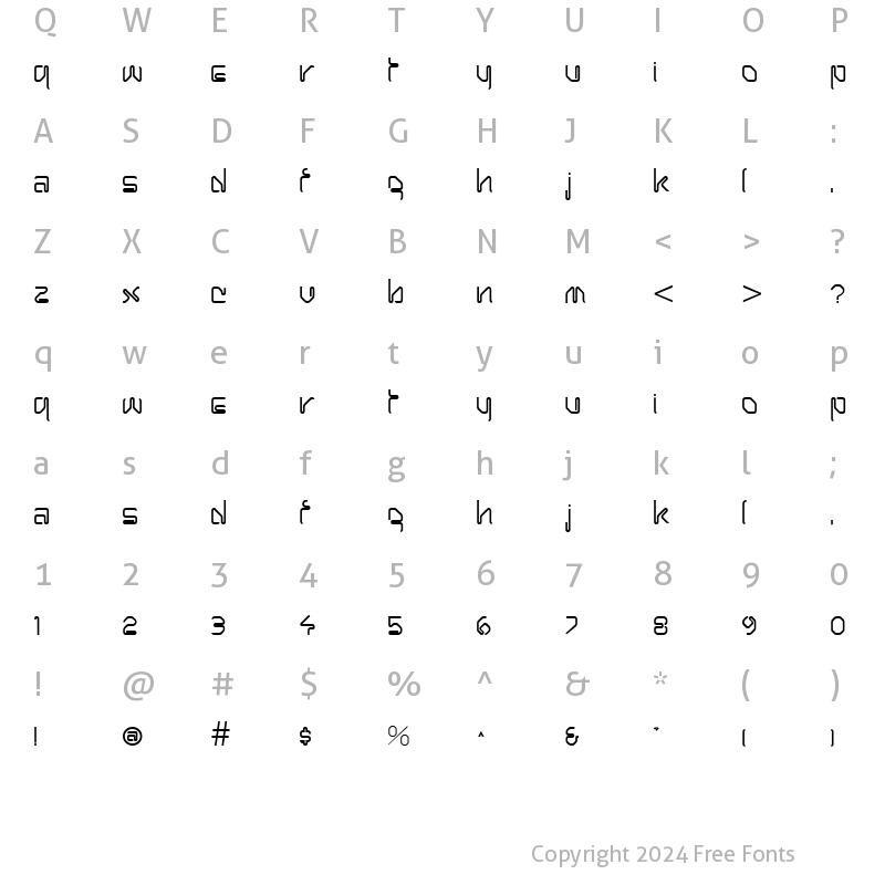 Character Map of BobbyPin Regular