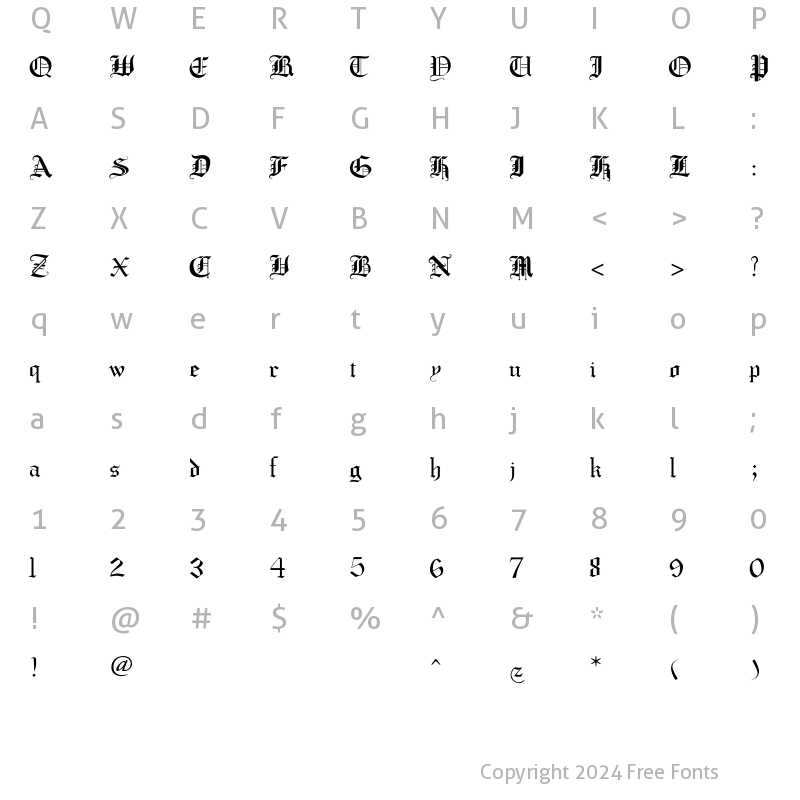 Character Map of BobGothic Regular