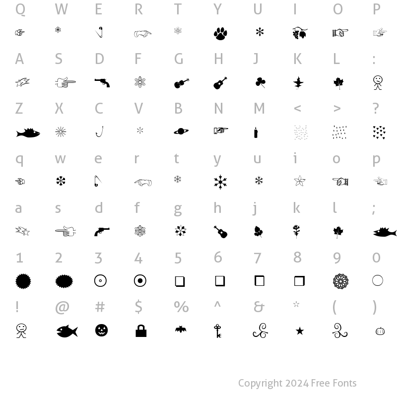 Character Map of BobsExtraPictures Regular