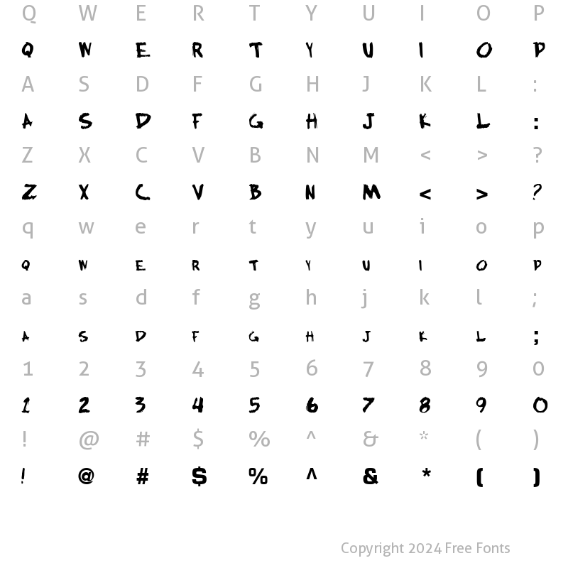 Character Map of Bocci ttnorm Bold