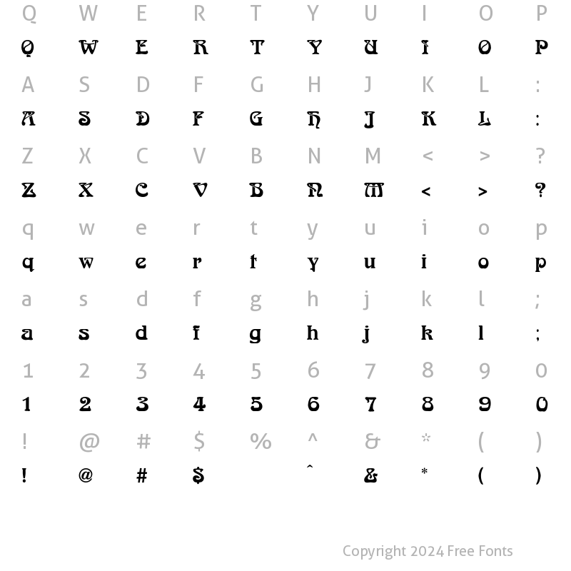 Character Map of Bocklin Regular