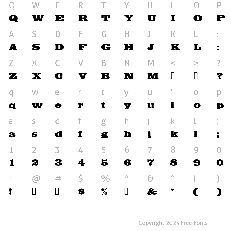 Character Map of BodegaDisplaySSK Regular