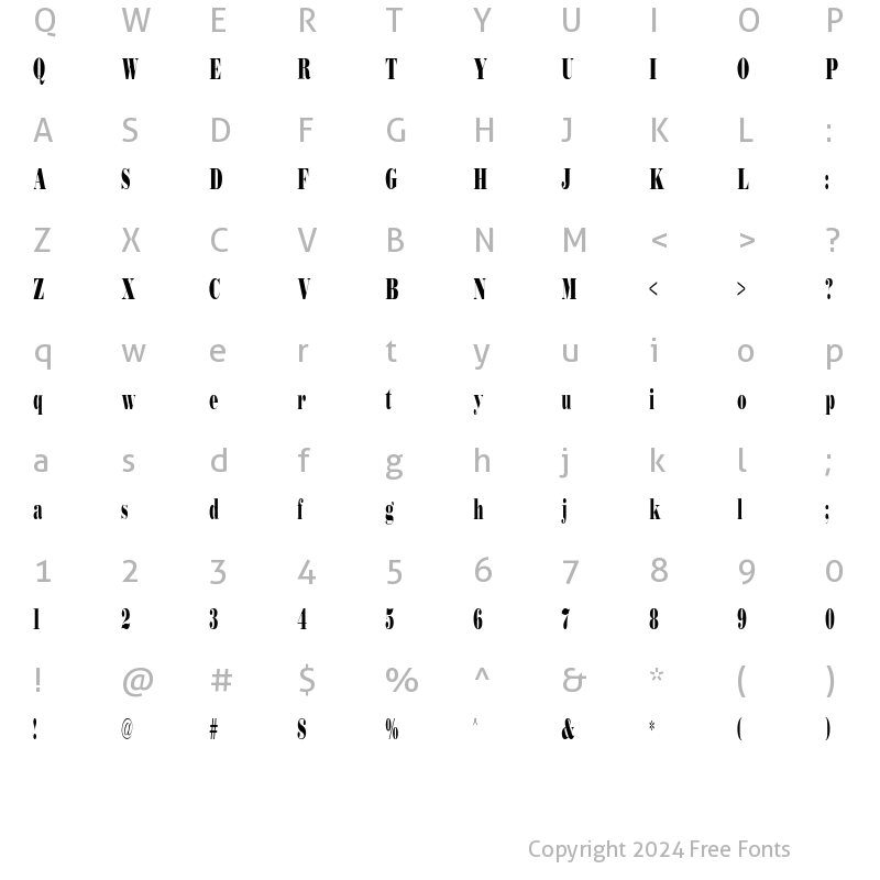 Character Map of Bodidly-Condens Regular