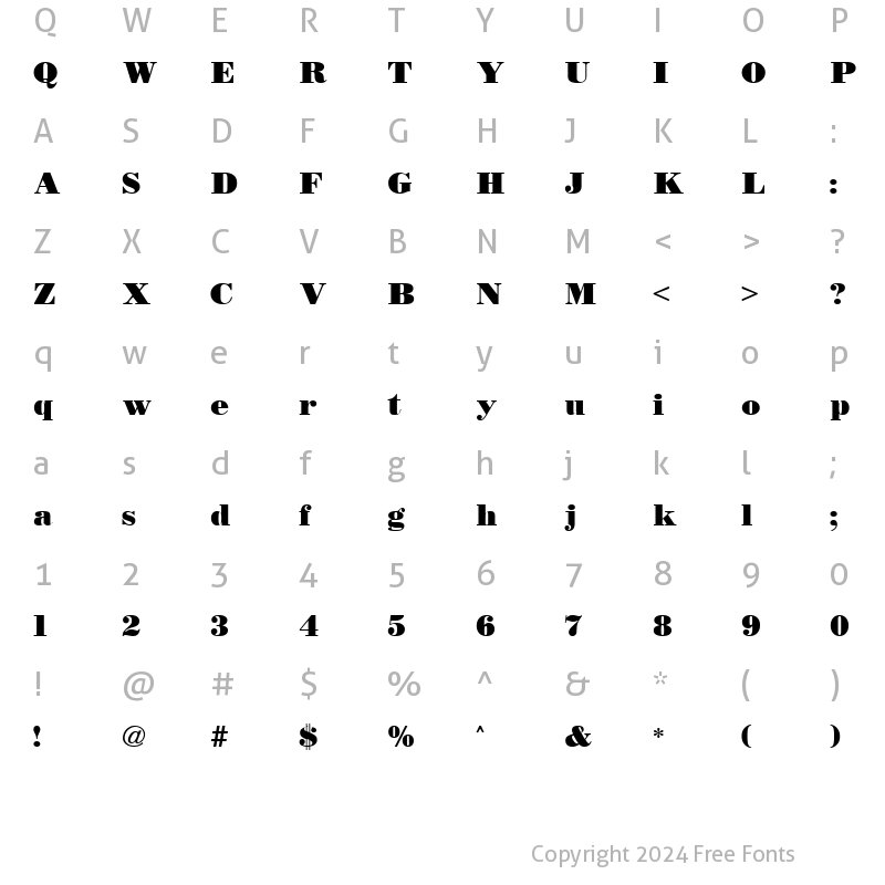 Character Map of Bodidly Regular