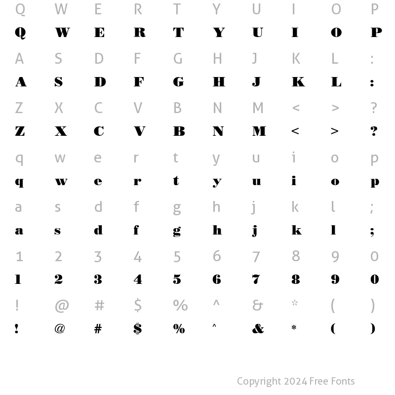 Character Map of BODIDLYbold Regular