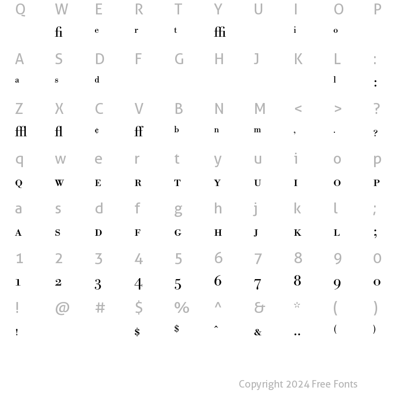 Character Map of Bodoni BE Expert Regular