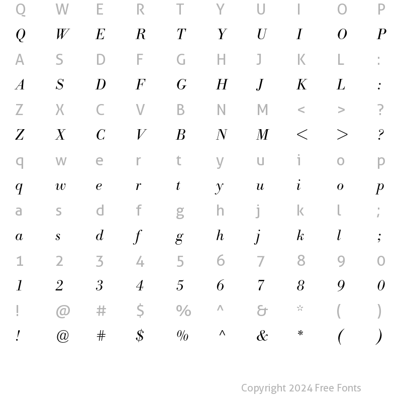 Character Map of Bodoni Berthold BQ Regular