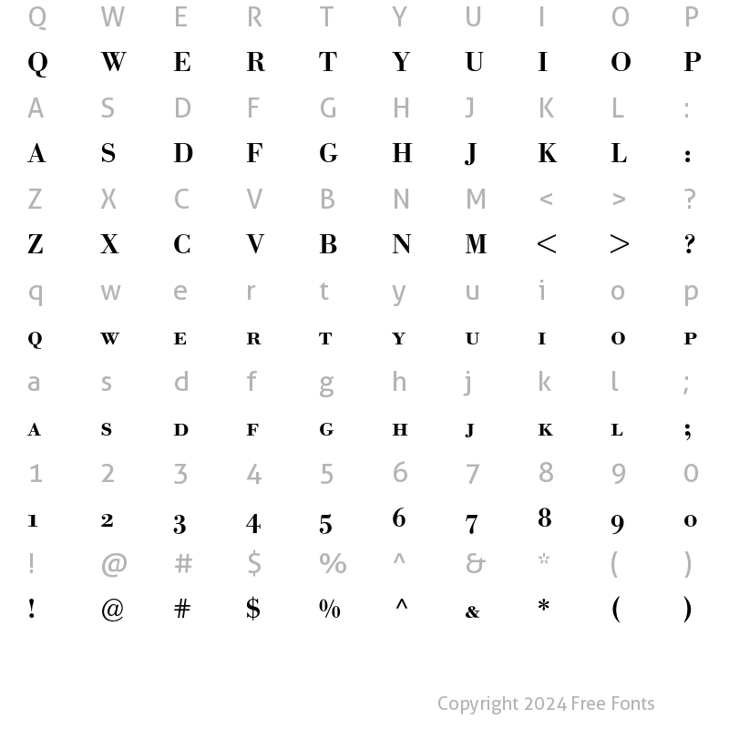 Character Map of Bodoni Berthold Expert BQ Regular